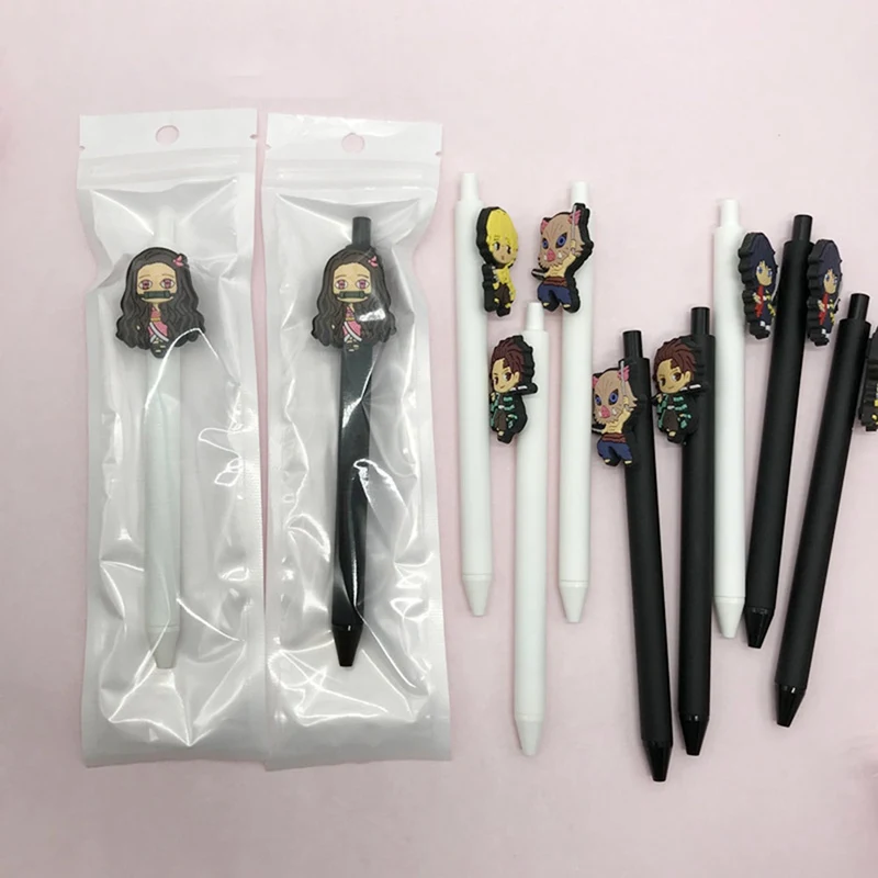 

5pcs Japanese Anime Demon Slayer: Kimetsu No Yaiba Gel Pen Creative Stationery Student Writing Tool Cartoon Press Pen