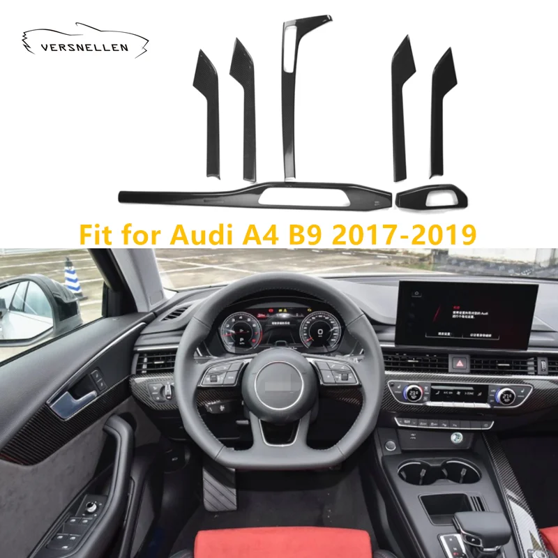 

7pcs For Audi A4 B9 2017 2018 2019 2020 Vacuumed Dry Carbon Fiber Interior Center Control Panel Cover Trim Door Trims