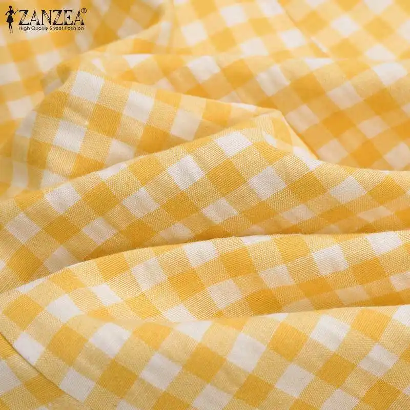 

Plus Size ZANZEA Women Bohemian Skirts 2021 Summer Plaid Maxi Long Skirts Casual Elastic Waist Bottoms Ladies A-line Skirts 5XL