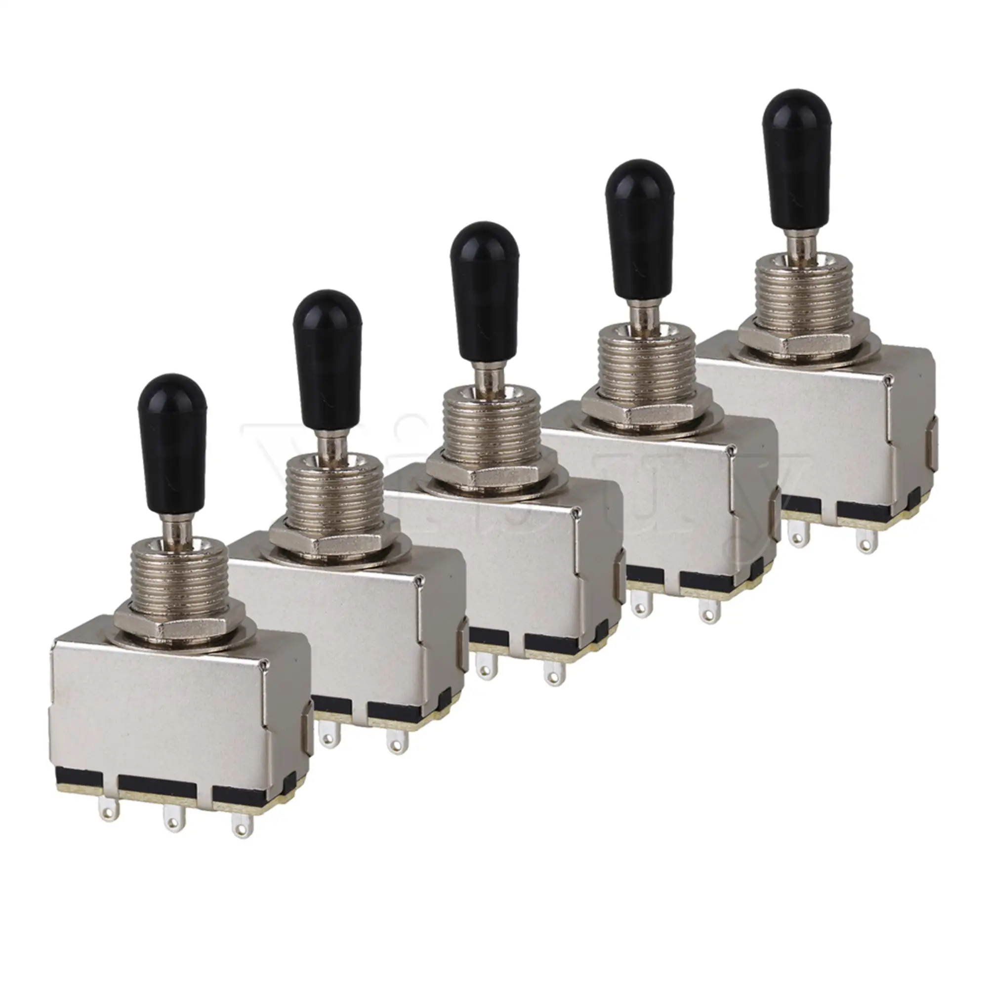 

Yibuy цвет хрома 3 пути герметичный Селектор Пикап закрытый черный наконечник тумблер набор из 5