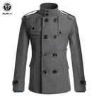 Мужская двубортная куртка RUELK, Классическая однотонная ветровка средней длины с принтом, Толстая куртка на осень и зиму 2020