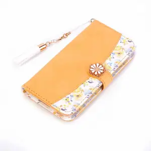 japan fashion diamond pearl flower wallet flip card slot tassel leather case cover for iphone 11 pro xs max xr x 8 7 6s plus se free global shipping