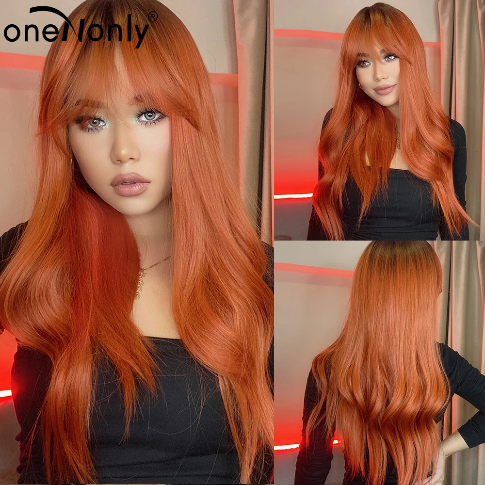 Женский длинный парик oneNonly из апельсинового имбиря волнистые женские парики