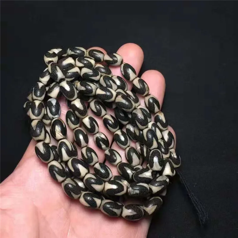 

Natural Single Tiger Tooth Agate Tibet Dzi Beads Amulet Magic Power Collectible Treasure Great Quality