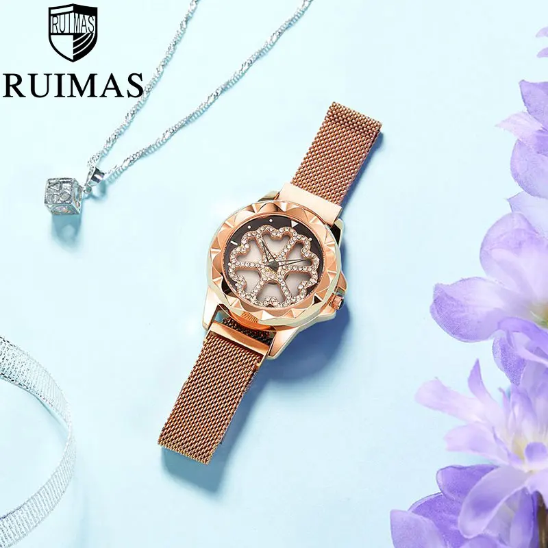 

Women Watches Top Brand Luxury Ladies Mesh Belt Flower Rhinestone Ultra-thin Watch Stainless Steel Quartz Waterproof Watches