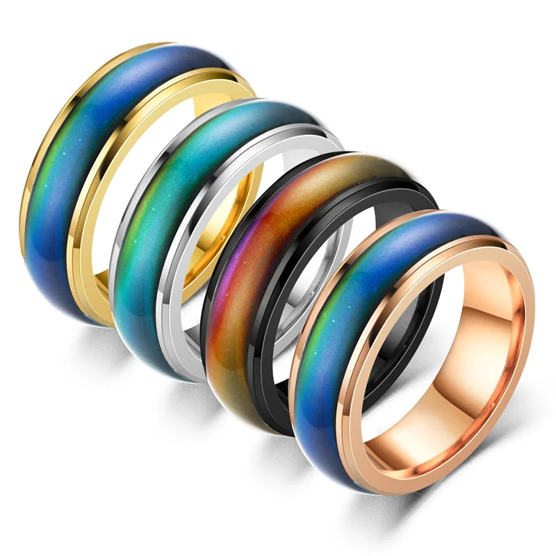 

Emotion Feeling Temperature Rings Change Color Mood Rings for Women Jewelry Smart Discolor Couple Rings Best Gift for Friends