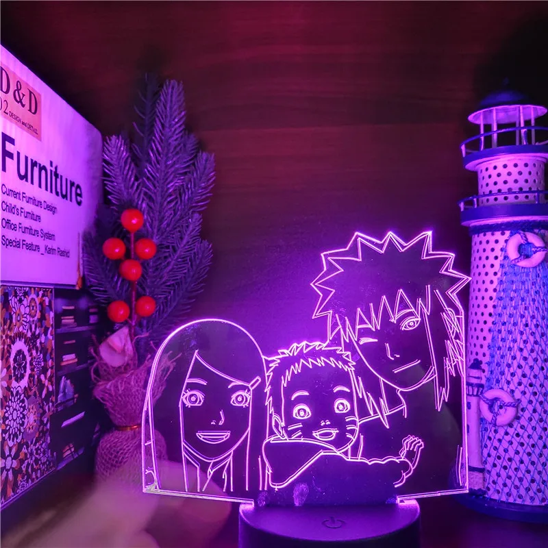

Naruto 3D Lamp Minato Kushina Family LED Night Light Home Decoration Lampara Anime Figure Bedside Decor Lighting Manga Lights