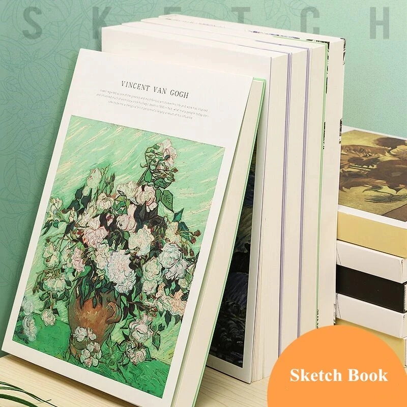 120 Sheets Thicken Beige Paper Sketch Book Student Art Painting Drawing Watercolor Book Graffiti Sketchbook School Stationery