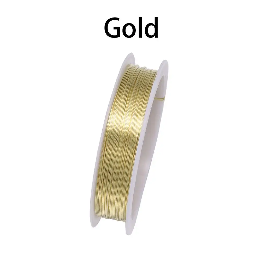 Gold 1 рулон металлический Медный провод Бисер провод Dia 0,2 0,3 0,4 0,5 0,6 0,7 0,8 1 мм Бисер проволока для изготовления ювелирных изделий DIY браслет - Цвет: Gold