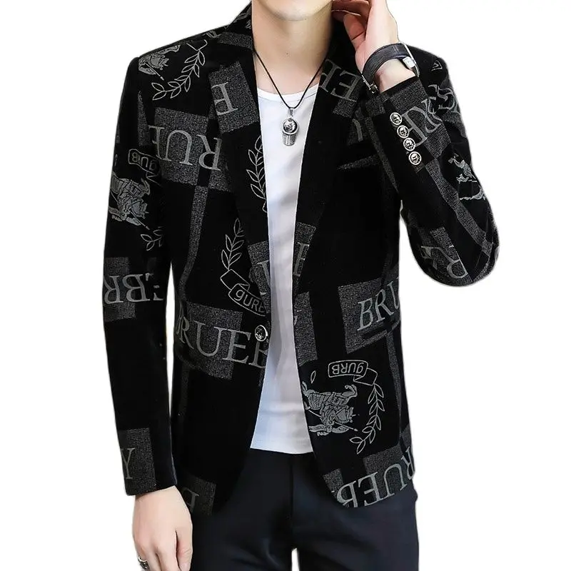 

2021 Men's Classic Fall High Street Velet Print Slim Fit Blazers Male Business Luxury Suits Jackets Mens Wedding Dress Clothing
