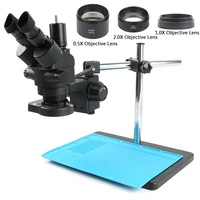 2019 3 5x 45x 7x 90x trinocular microscope set industrial lab simul focal stereo microscope for pcb soldering repair