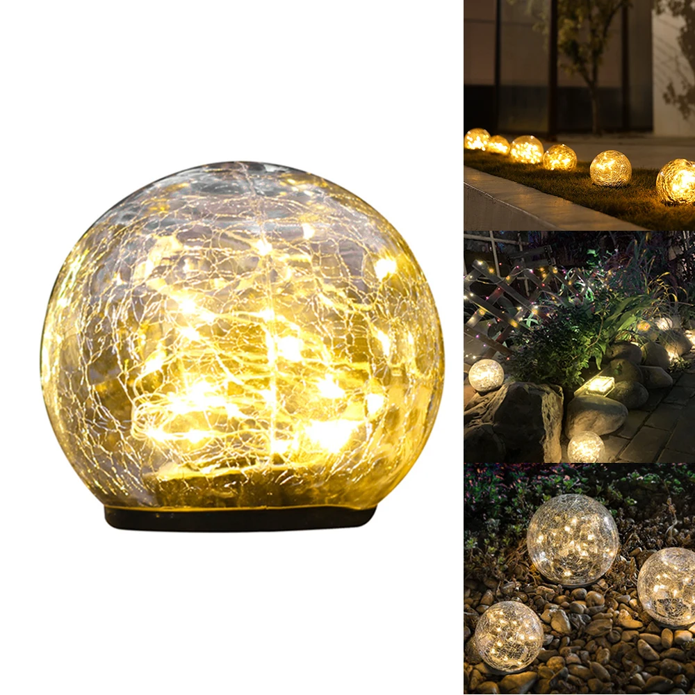 

20LED Solar Light Outdoor Lighting Solar Powered Waterproof Lawn Lamp Garden Decoration Roadside Solar Glass Ball Crack Lamp