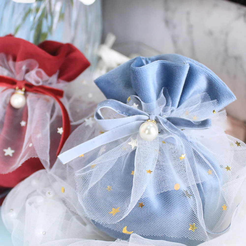 

2021 New Flannel Gift Bags With Drawstring For Wedding Packaging Baby Shower Candy Bags Party Gift Decor Supplies