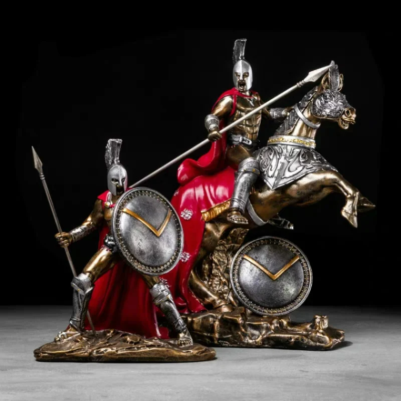 

Vintage Roman Warrior Character Sculpture Statue Crafts Resin Home Decor Accessories Living Room Decoration Family Figurines Gif