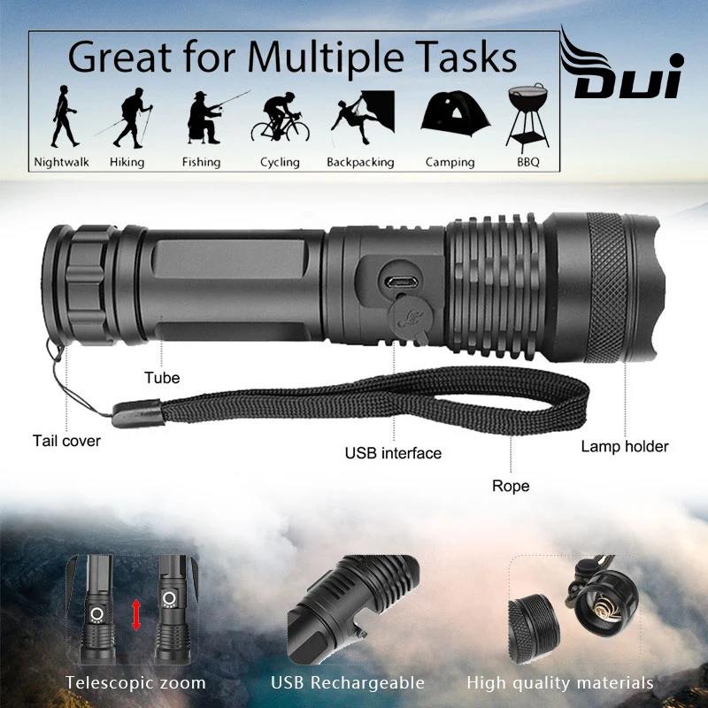 DUI Водонепроницаемый мини портативный фонарь рабочая Светодиодная лампа USB