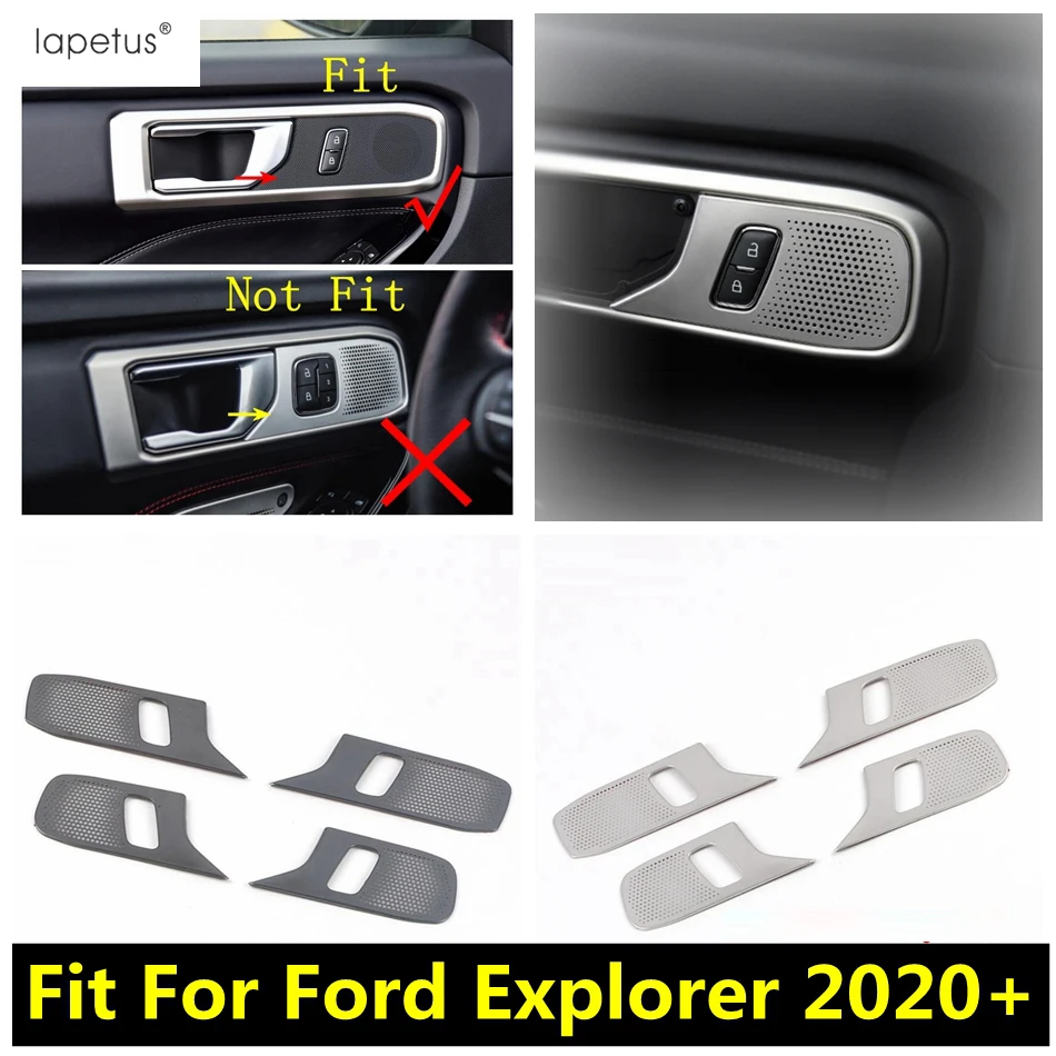 

Car Inner Door Bowl Panel Frame Cover Trim For Ford Explorer 2020 2021 2022 Black / Silver Stainless Steel Accessories Interior