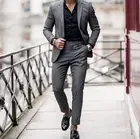 Повседневный простой стильный серый смокинг для жениха мужской костюм на выпускной, Мужской Блейзер, Мужской Блейзер, мужской костюм, 2 шт.