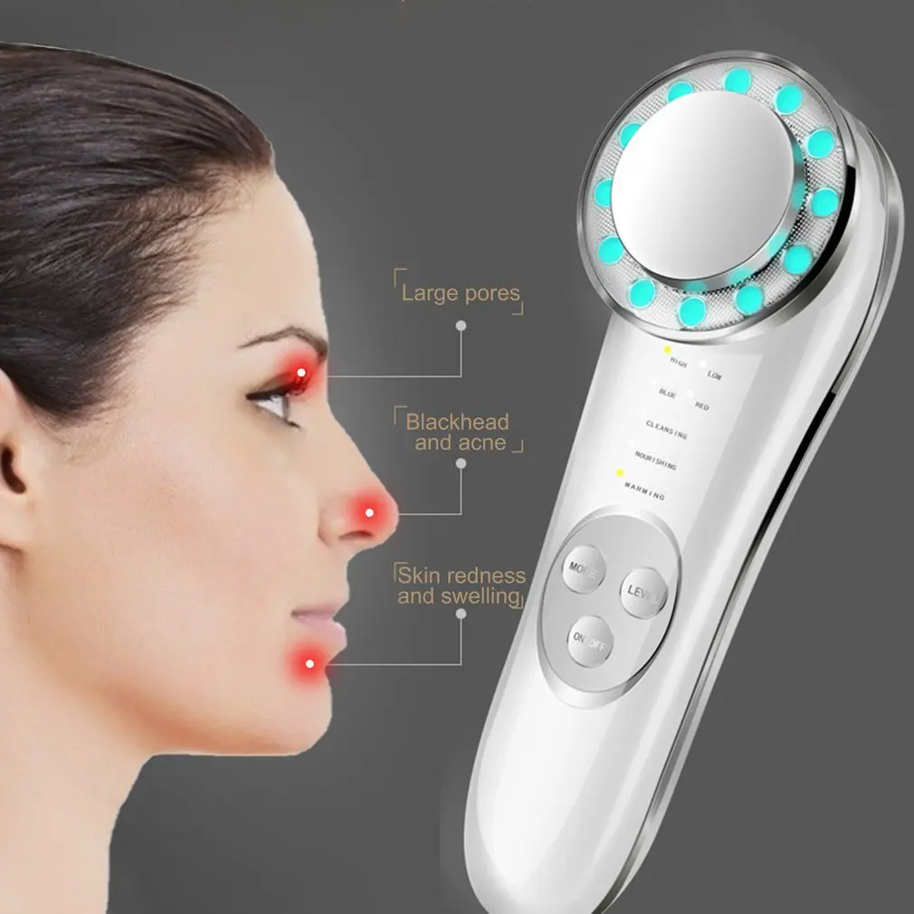 

1pc LED Facial Massager Ultrasonic Photon Skin Lifting Wrinkle Remover Anti Aging Beauty Skin Care Tool Random Color
