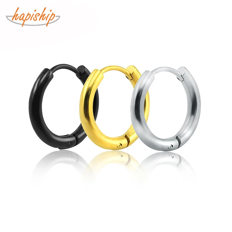 Женские серьги кольца Hapiship Золотая/Розовая/черная круглая серьга круга Клипсы из