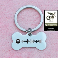 diy personalized music codes keychain custom pet name words key ring creative gift for dog owner gift