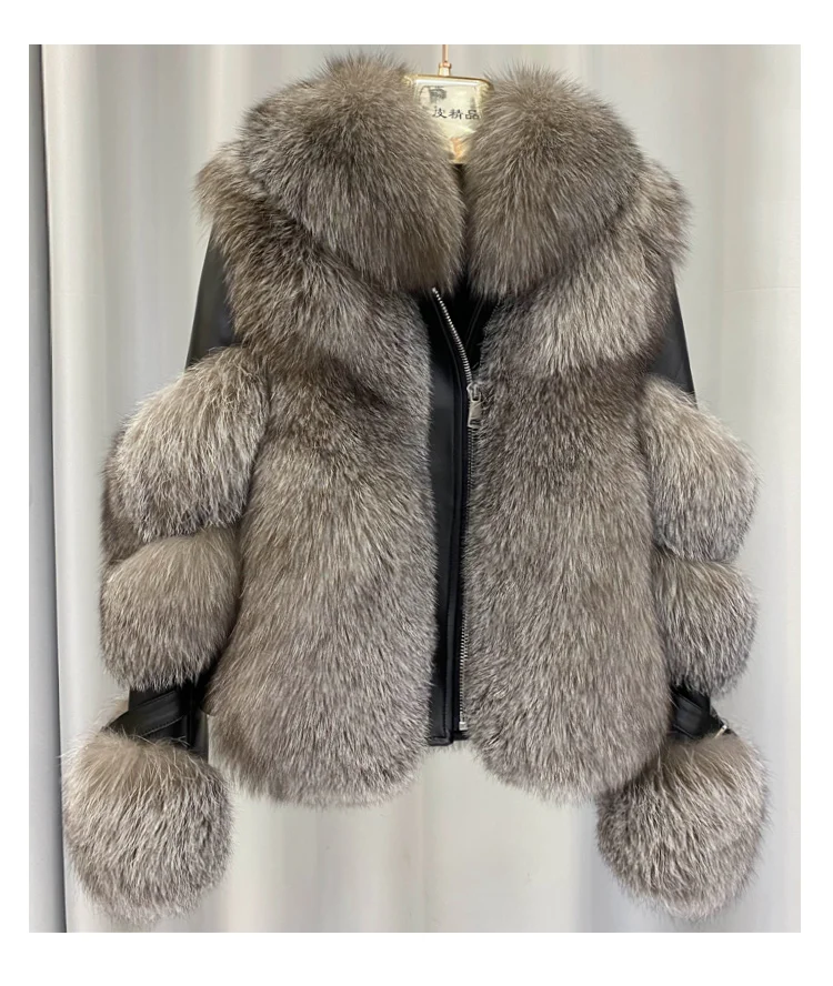 Шуба из натурального Лисьего меха s с натуральной овечьей кожей оптовая продажа