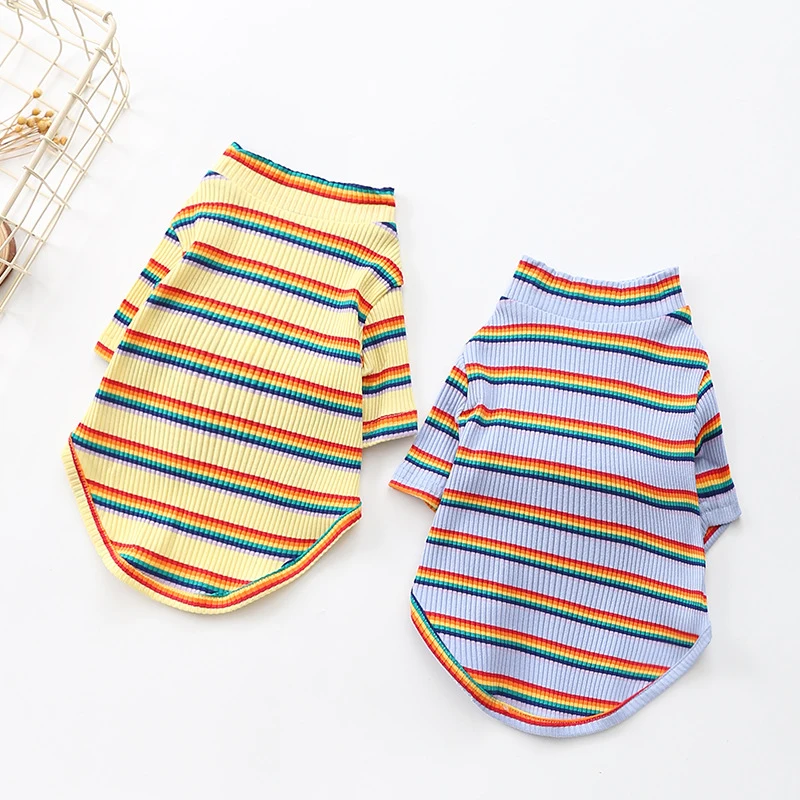Осенне-зимняя футболка для собак одежда костюм в полоску рубашка щенков жилет