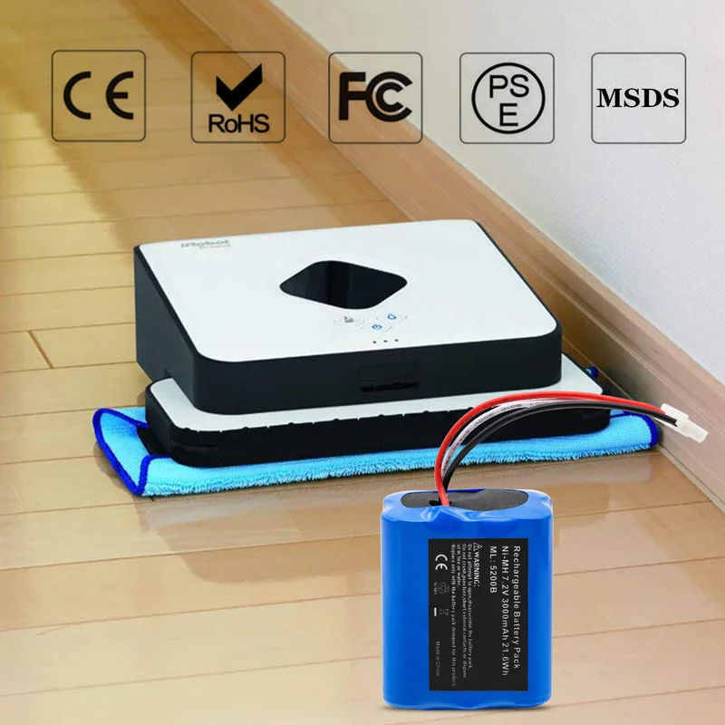 Обновление 7 2 V 3000 мА/ч Батарея для iRobot Roomba Braava 380 т мятный 5200B металл-гидридных или