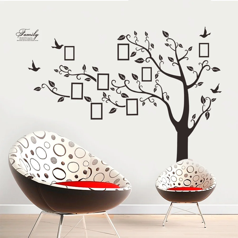 Черный креативный Фото Дерево гостиная спальня фон стикер стены|Наклейки на