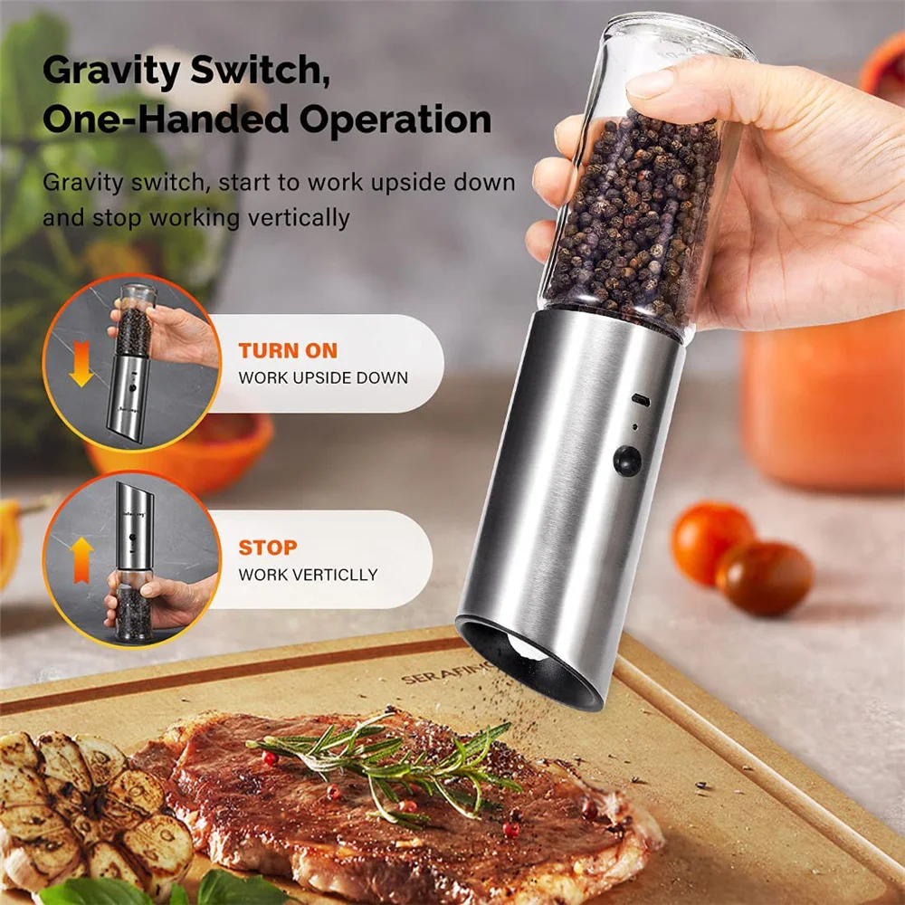 Перезаряжаемая через USB электрическая мельница для перца Гравитационный шейкер