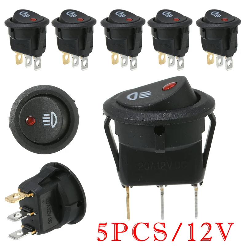 5 шт. 12 В 20 А Автомобильная лодка круглая точка крассветодиодный ная