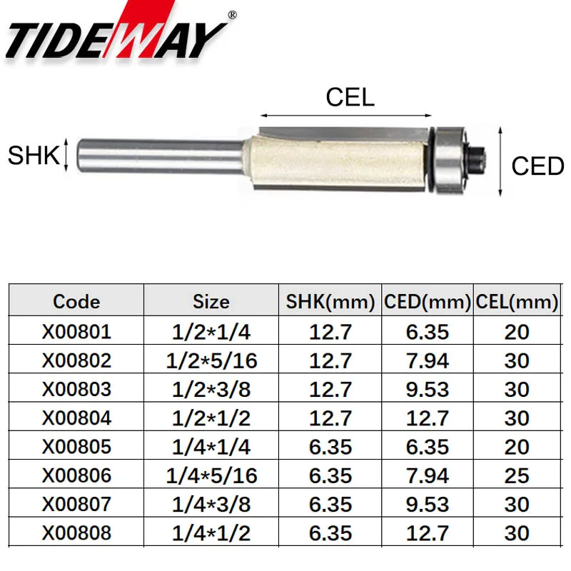 Tideway Фрезерные фрезы для дерева 1/2 1/4 хвостовик Деревообрабатывающие инструменты