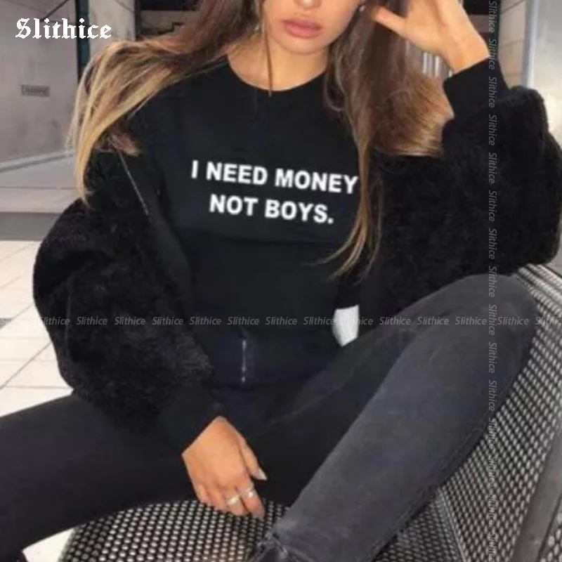 Женская летняя футболка с надписью I NEED MONEY NOT BOYS | одежда