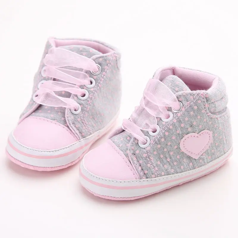 

Newnorn Toddler Infant Baby girl Toddler Polka Dot Anti-slip Soft Sole Lace Up Shoe Crib Shoes Cute Baby Shoes