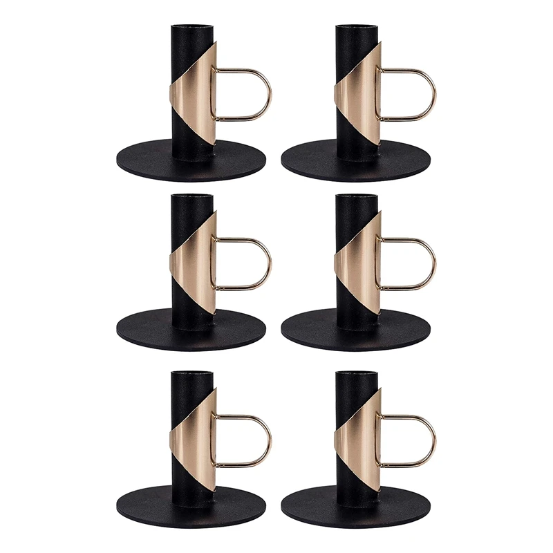 

Candlestick Holders for Valentines Day,Cutout Finish Candlestick Holders Taper Candle Holder,Candlelight Stand,6 Pack