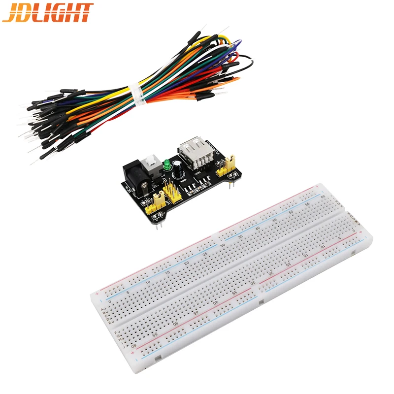 Комплект 3 в 1, модуль питания для макетной платы MB102, 5 В/3,3 В, печатная плата MB-102, 830 точек, беспаечный прототип, печатная плата, 65 гибких перемычек