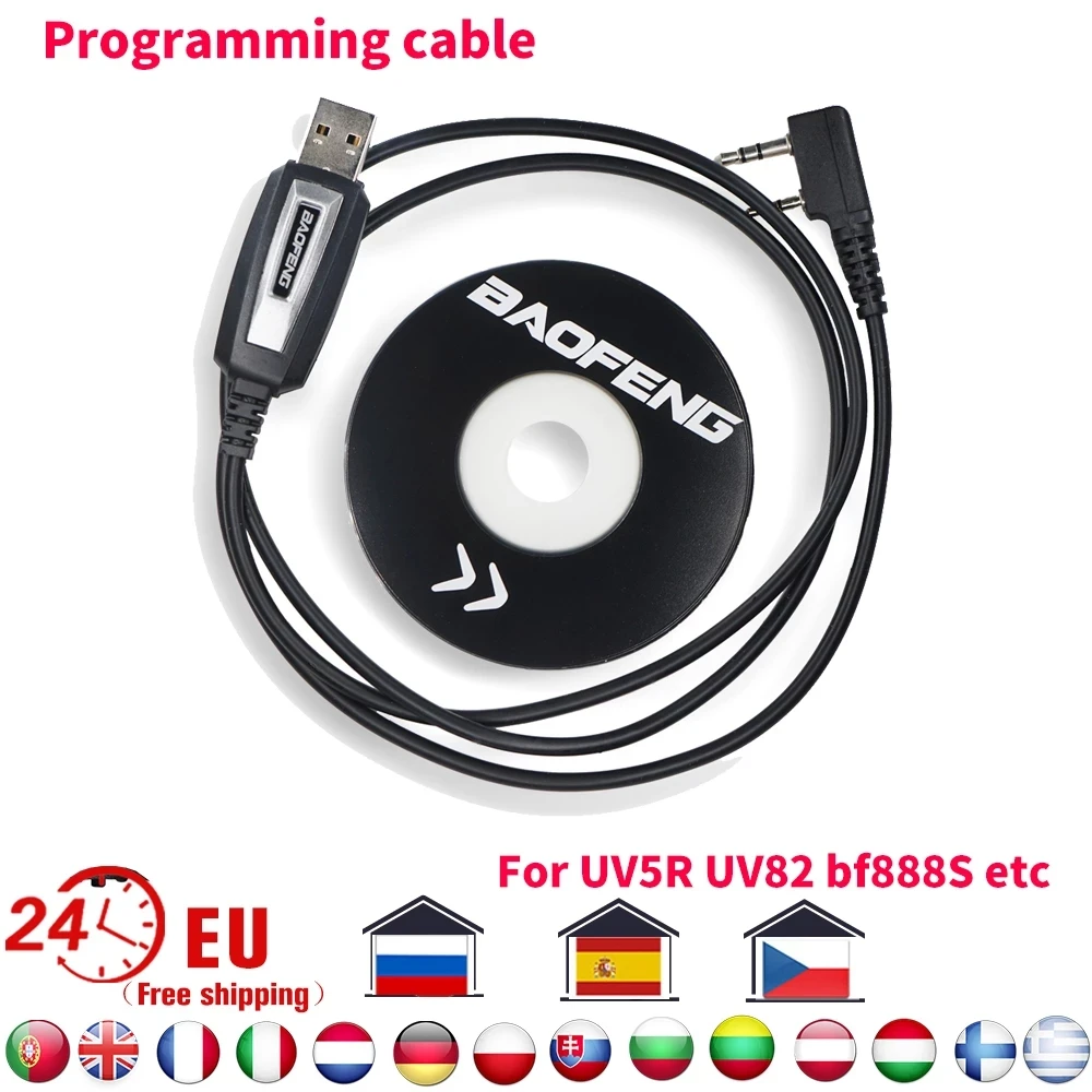 high quality baofeng walkie talkie accessories usb programming cable with software cd for two way radio uv 5r bf 888s uv 82 free global shipping