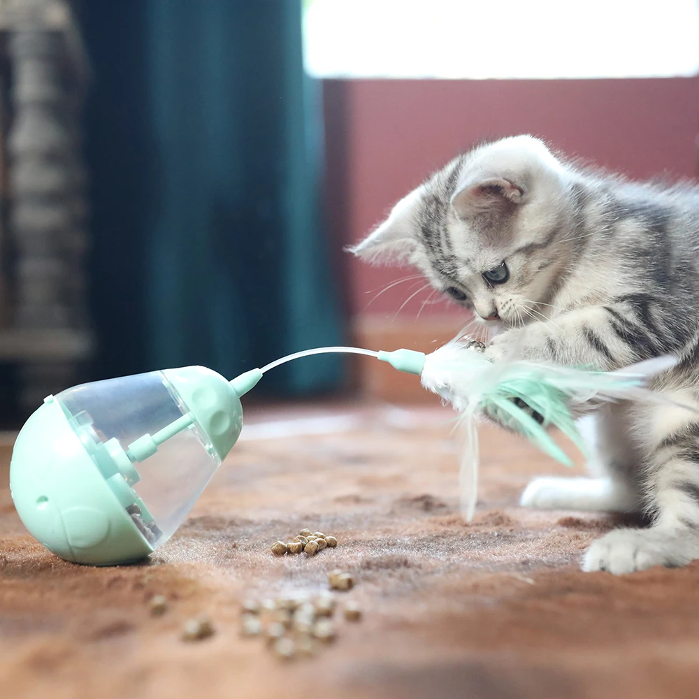 3in1 собака, кошка, игрушка для домашних животных-неваляшки тряски утечки Еда контейнер щенок корма для кормления забавные кошачья интерактивная игрушка товары для домашних животных - изображение