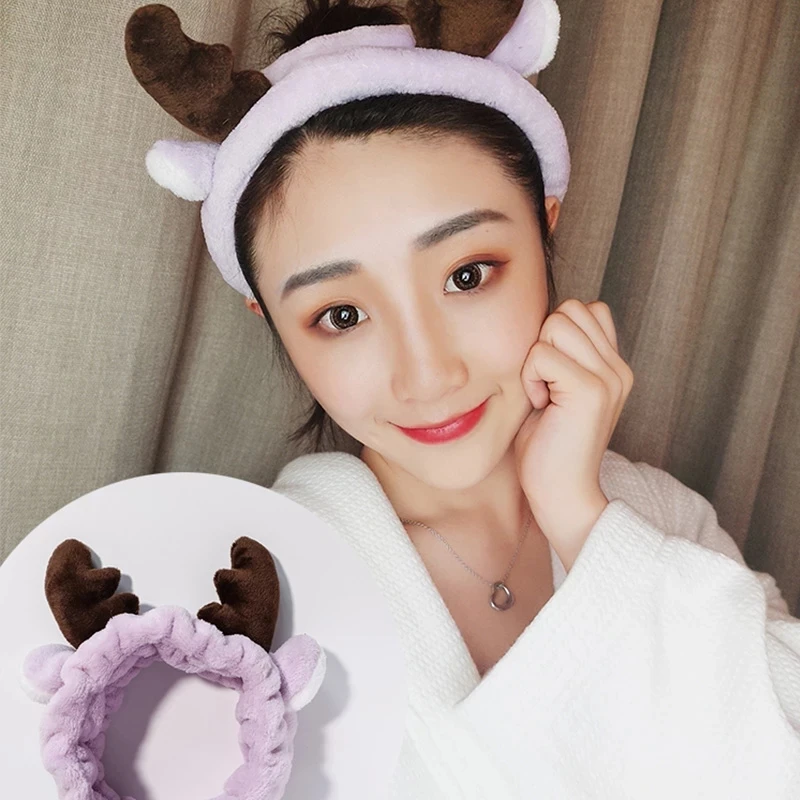 

Wash Face Hair Holder Hairbands Soft Warm Coral Fleece Bow Animal Ears Headband For Women Girls Turban Fashion Hair Accessories