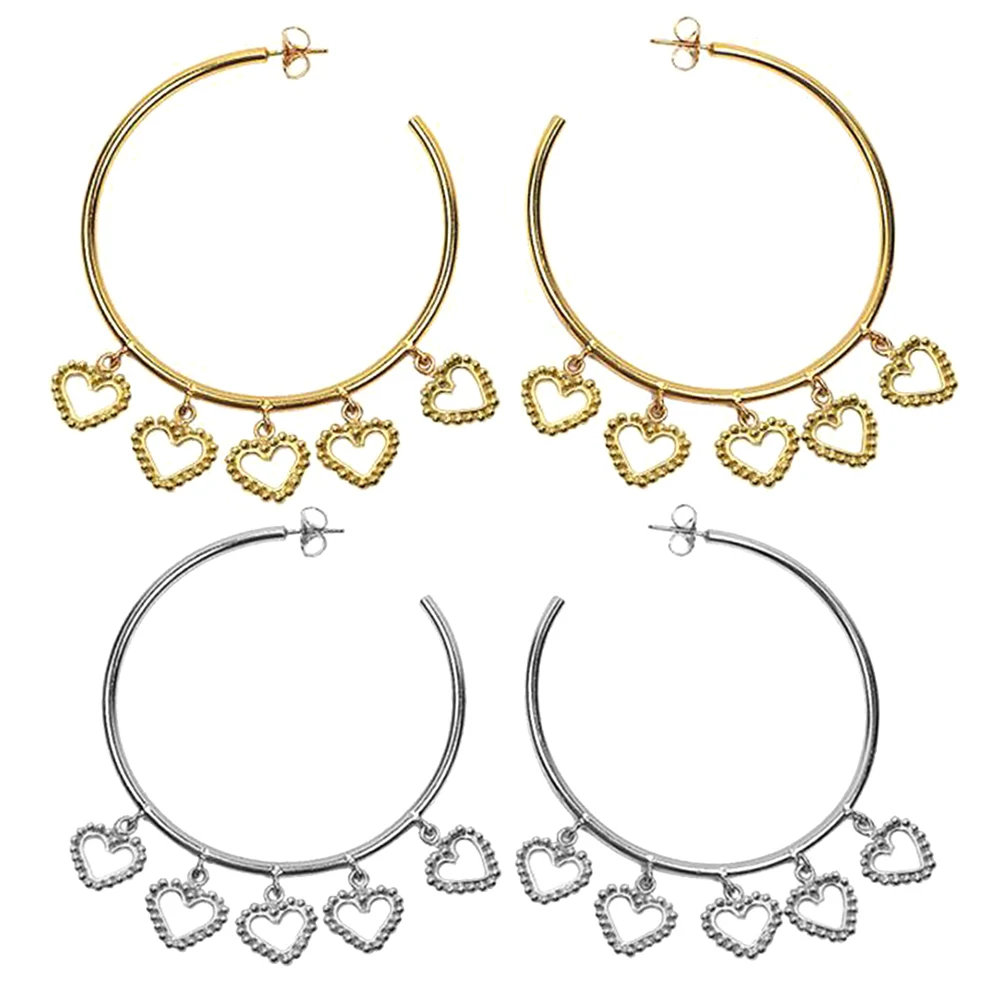 Женские серьги в стиле панк металлический большой обруч с кисточкой круг любовь