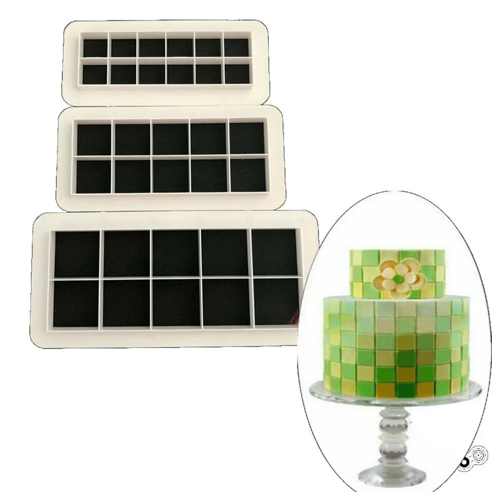 3 шт квадратные геометрические Формочки помадка для печенья формы торта формочки