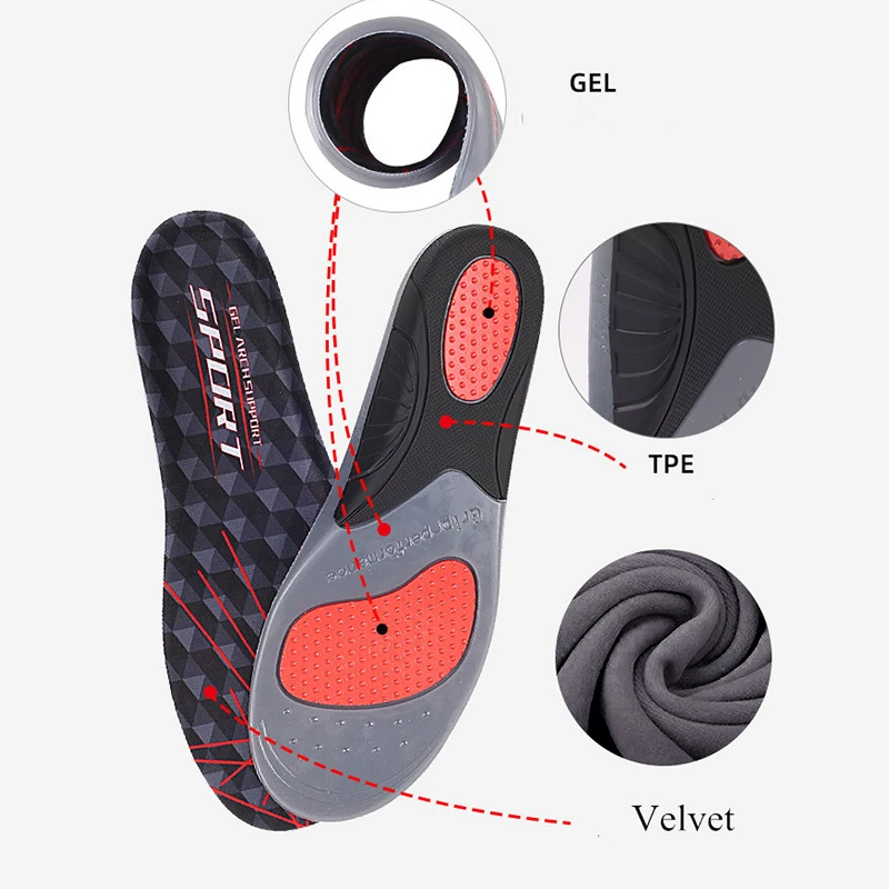 UPAKME Sports Orthopedic Soles Non-Slip Gel Mattress Massaging Insoles Shock Absorption Pads For man women Foot Care Inserts New