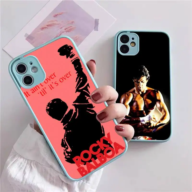 

Rocky Balboa Phone Case For iphone 13 12 11 xr xs x 7 8 pro max Light blue Soft TPU Silicone Clear Case Cover