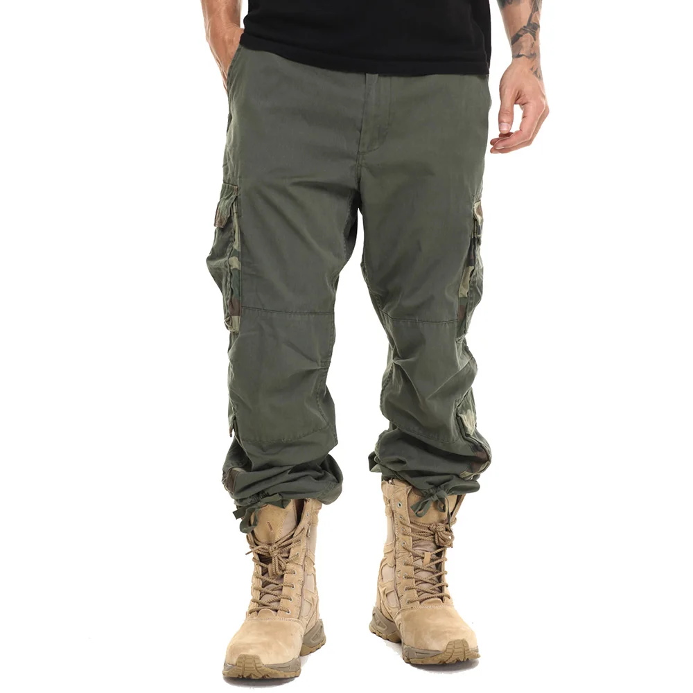 

Male Camouflage Stitching Casual Pants Military Style Zipper Porkets Men Trousers Full Length Summer Fashion Cargo Pants D30
