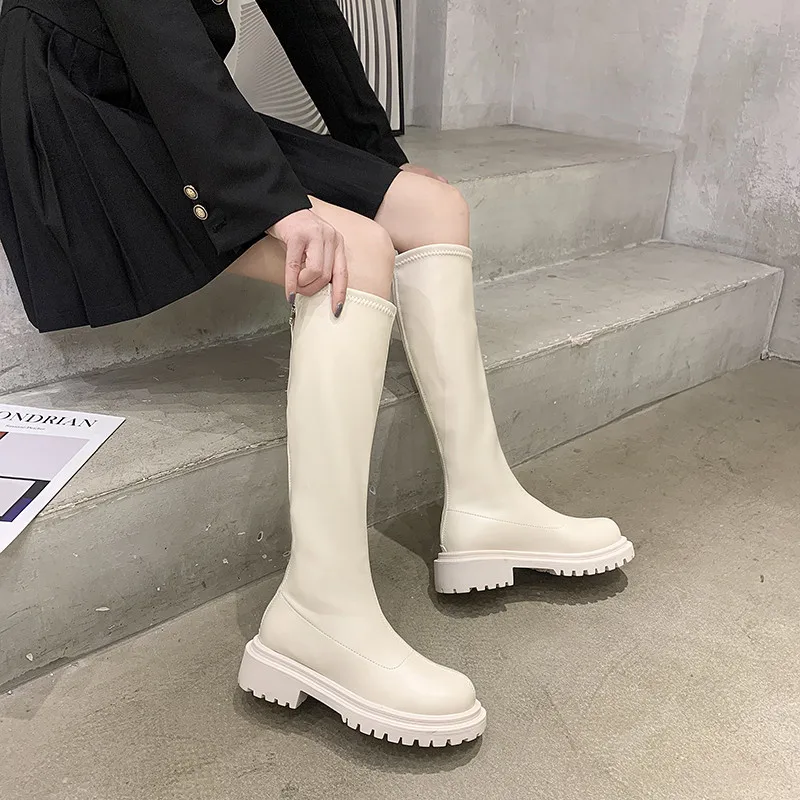 

Boots Women New 2021 Sexy Thigh High Heels High Sexy Shoes Luxury Designer Round Toe Rubber Over-the-Knee Low Autumn Mid Calf L