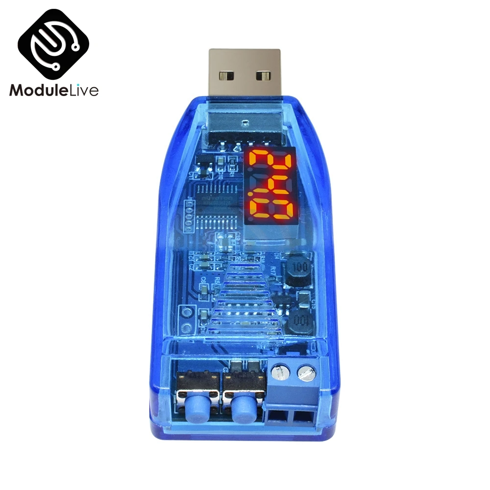 DC-DC 5V to 3.3V 9V 12V 24V Adjustable USB Step UP Down Power Converter Supply Module Red Green Display Voltage Volt Regulator