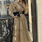 Женское длинное платье с поясом, однобортное платье с длинным рукавом и деревянными ушками, модель y2k в Корейском стиле