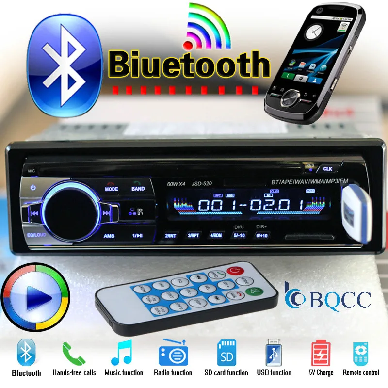 Автомагнитола 1 Din с разъемом Estereo Para ro Bluetooth Jsd 520 Oto Teypleri Aux Usb тюнер 12