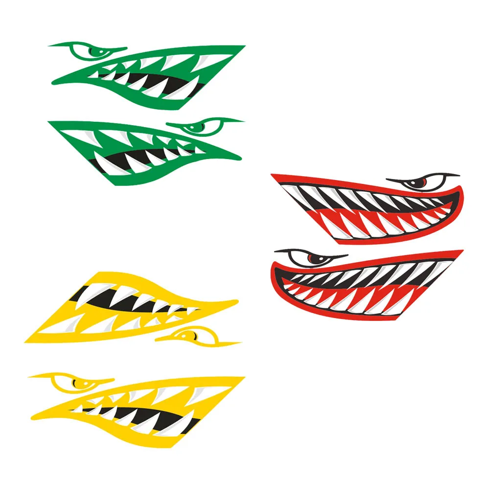 

2 Pieces Vinyl Shark Teeth Mouth Decals Stickers For Kayak Canoe Boat