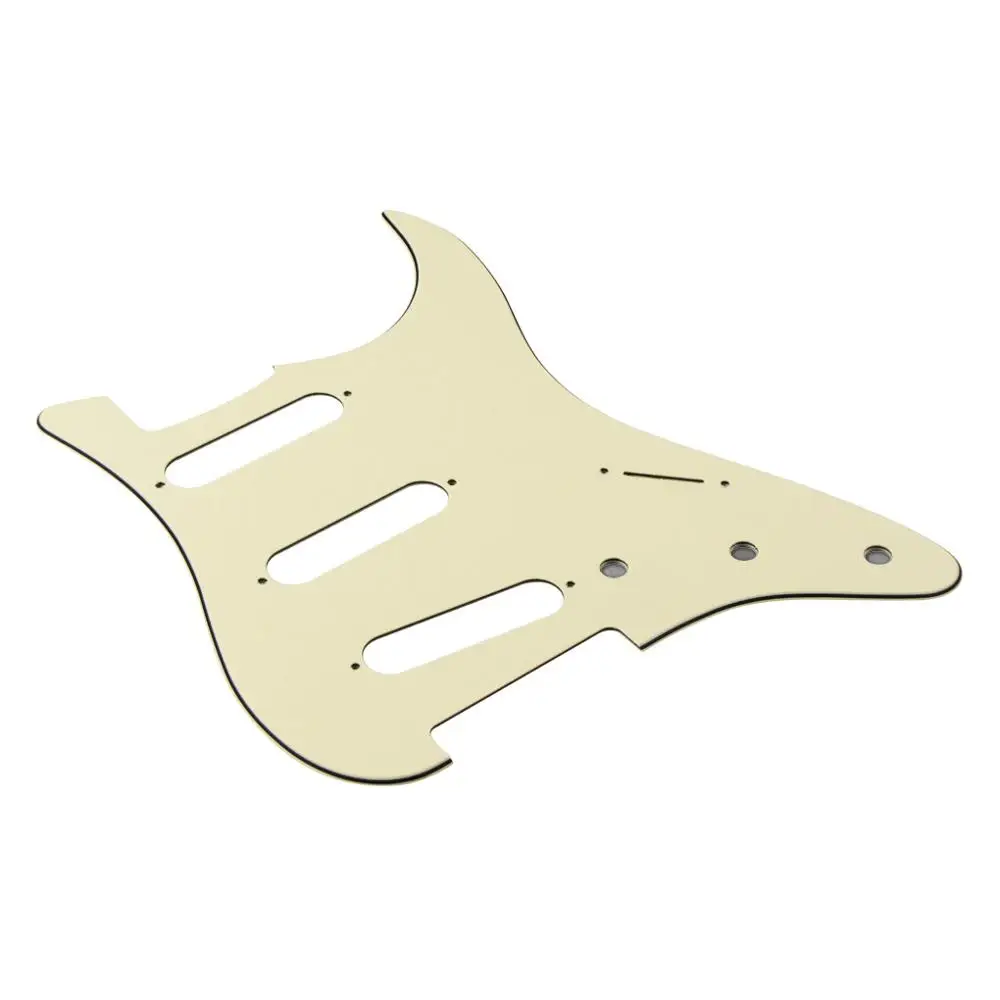 Крем 3Ply NO Side гитара отверстия Pickguard Strat SSS + Прозрачный шаблон для