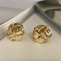 davini minimalist golden love knot stud earrings for women female geometric copper sweet earrings ol style jewelry mg306